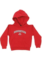 Ohio State Buckeyes Toddler Red Arch Mascot Long Sleeve Hooded Sweatshirt