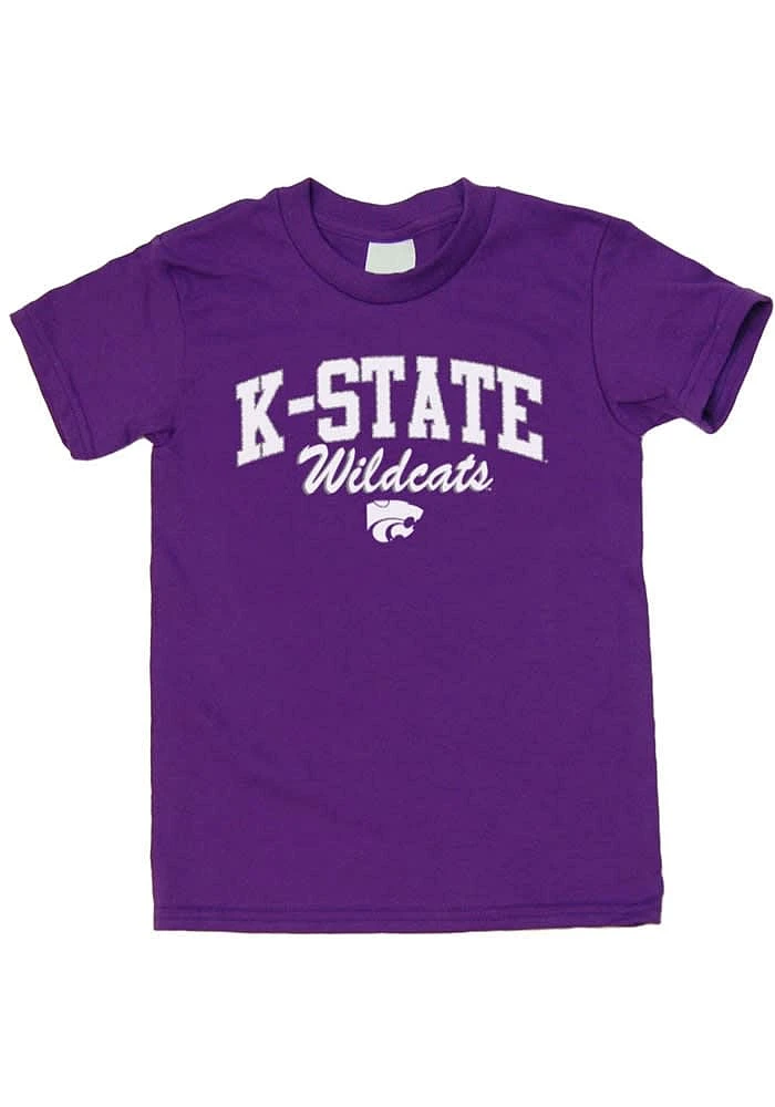 K-State Wildcats Youth Purple Outline Arch Short Sleeve T-Shirt