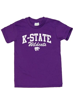 K-State Wildcats Youth Purple Outline Arch Short Sleeve T-Shirt