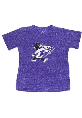 Willie The Wildcat  Little King K-State Wildcats Youth Purple Knobby Short Sleeve Fashion T-Shirt