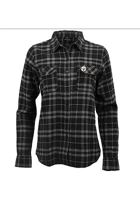 Antigua Pittsburgh Steelers Womens Stance Flannel Long Sleeve Black Dress Shirt