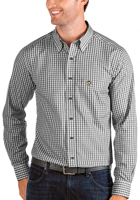 Antigua Pittsburgh Penguins Mens Black Structure Long Sleeve Dress Shirt