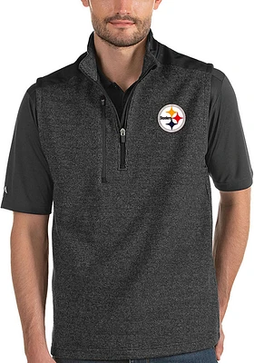 Antigua Pittsburgh Steelers Mens Black Challenger Vest Sweater