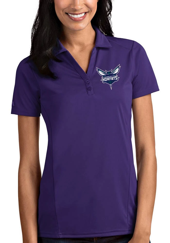 Antigua Charlotte Hornets Womens Tribute Short Sleeve Polo Shirt