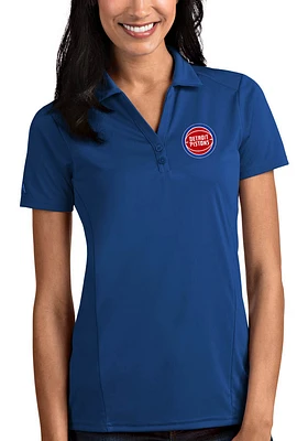 Antigua Detroit Pistons Womens Tribute Short Sleeve Polo Shirt