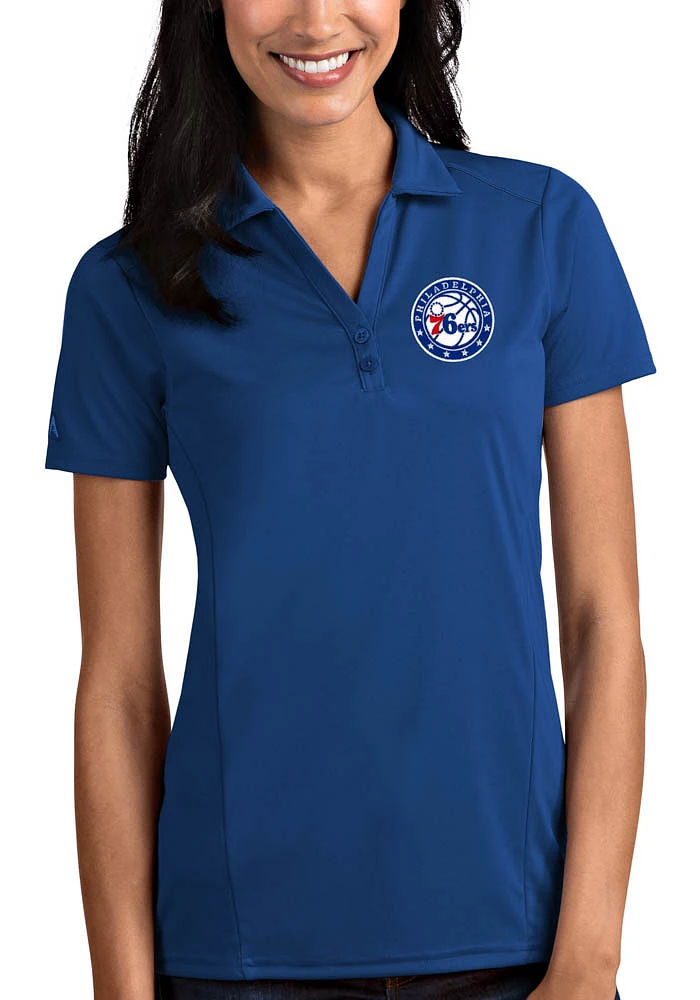 Antigua Philadelphia 76ers Womens Tribute Short Sleeve Polo Shirt