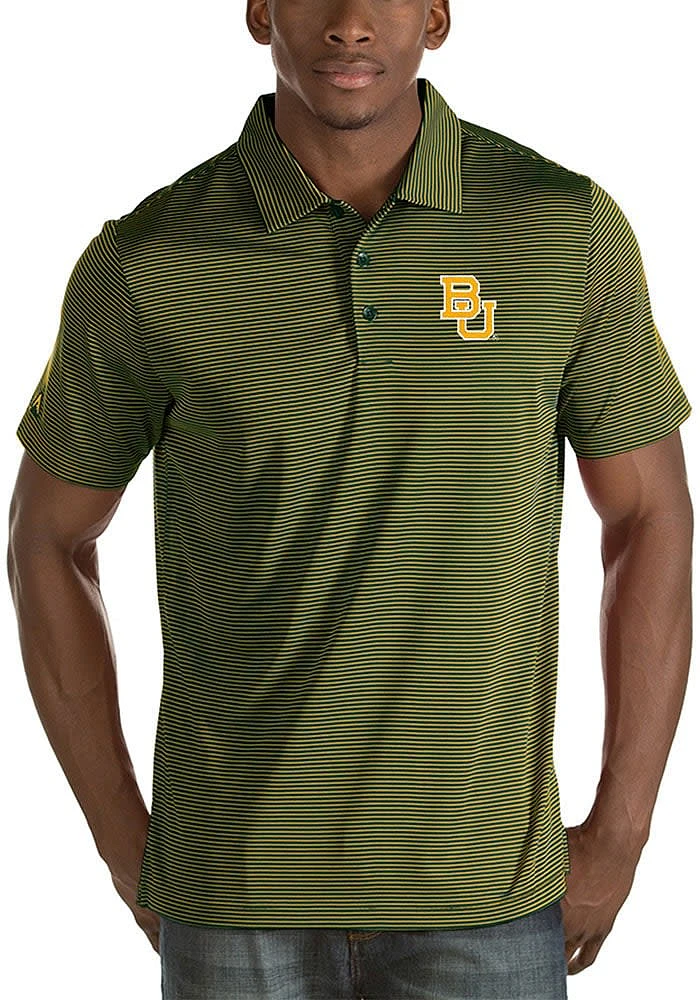 Antigua Baylor Bears Mens Green Quest Short Sleeve Polo