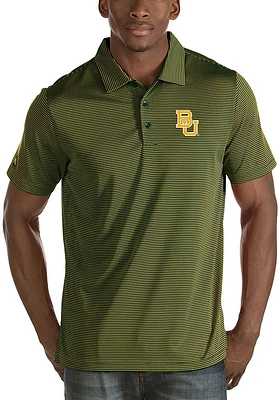 Antigua Baylor Bears Mens Green Quest Short Sleeve Polo