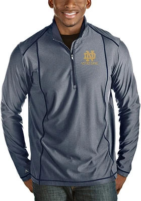 Antigua Notre Dame Fighting Irish Mens Navy Blue Tempo Long Sleeve Qtr Zip Pullover