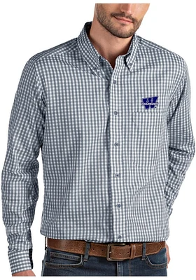 Antigua Washburn Ichabods Mens Navy Blue Structure Long Sleeve Dress Shirt
