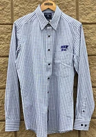 Antigua Washburn Ichabods Mens Navy Blue Structure Long Sleeve Dress Shirt