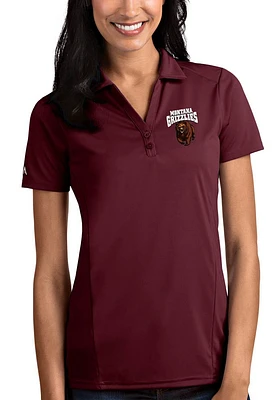 Antigua Montana Grizzlies Womens Maroon Tribute Short Sleeve Polo Shirt