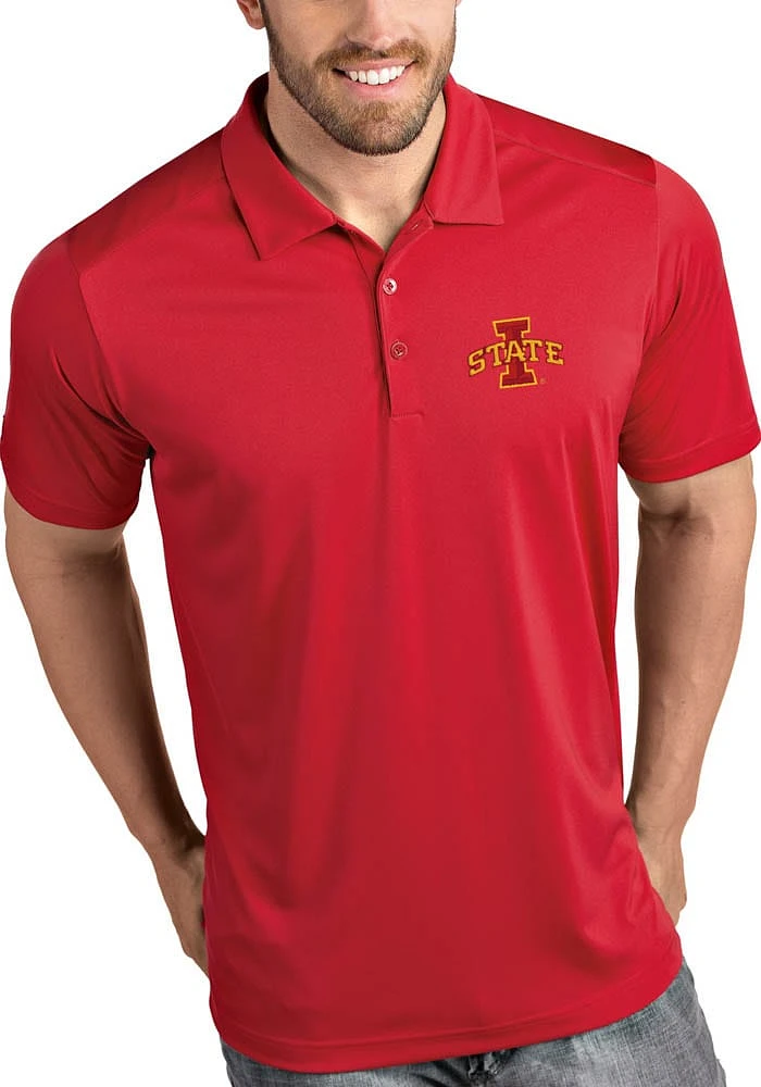 Antigua Iowa State Cyclones Mens Red Tribute Short Sleeve Polo