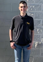 Antigua Pitt Panthers Mens Charcoal Tribute Short Sleeve Polo