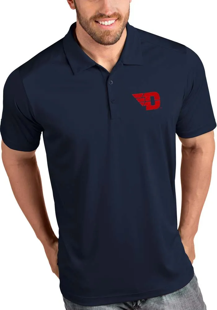 Antigua Dayton Flyers Mens Navy Blue Tribute Short Sleeve Polo