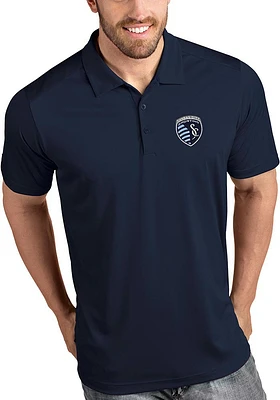 Antigua Sporting Kansas City Mens Navy Blue Tribute Short Sleeve Polo
