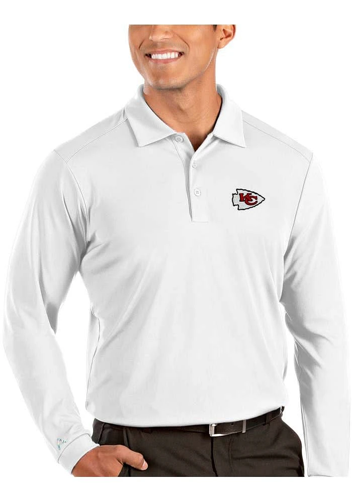 Antigua Kansas City Chiefs Mens White Tribute Long Sleeve Polo Shirt