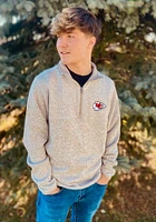 Antigua Kansas City Chiefs Mens Oatmeal Fortune Long Sleeve Qtr Zip Pullover