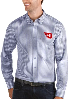 Antigua Dayton Flyers Mens Blue Structure Long Sleeve Dress Shirt