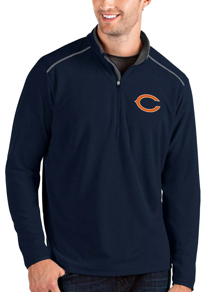 Antigua Chicago Bears Mens Navy Blue Glacier Long Sleeve Qtr Zip Pullover
