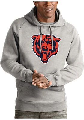 Antigua Chicago Bears Mens Grey Victory Long Sleeve Hoodie