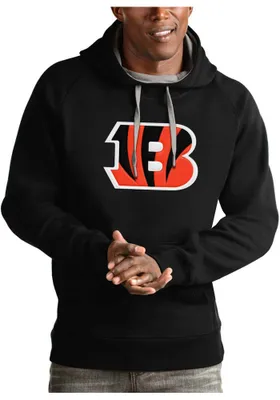 Antigua Cincinnati Bengals Mens Victory Logo Long Sleeve Hoodie