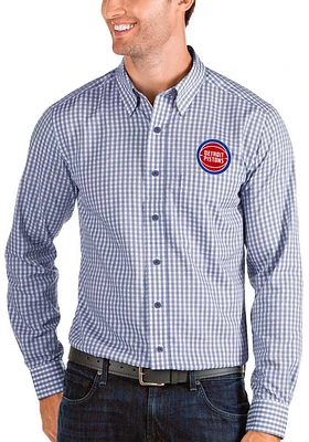 Antigua Detroit Pistons Mens Blue Structure Long Sleeve Dress Shirt