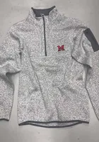 Antigua Miami RedHawks Mens Grey Fortune Long Sleeve Qtr Zip Pullover