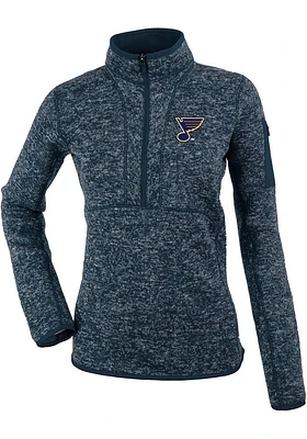 Antigua St Louis Blues Womens Navy Blue Fortune Qtr Zip