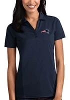 Antigua New England Patriots Womens Navy Blue Tribute Short Sleeve Polo Shirt