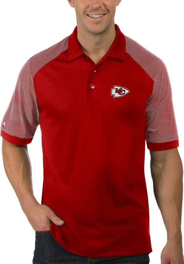 Antigua Kansas City Chiefs Mens Red Engage Short Sleeve Polo