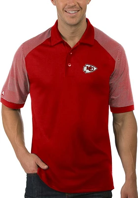 Antigua Kansas City Chiefs Mens Red Engage Short Sleeve Polo