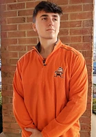 Brownie  Antigua Cleveland Browns Mens Orange Glacier Long Sleeve Qtr Zip Pullover