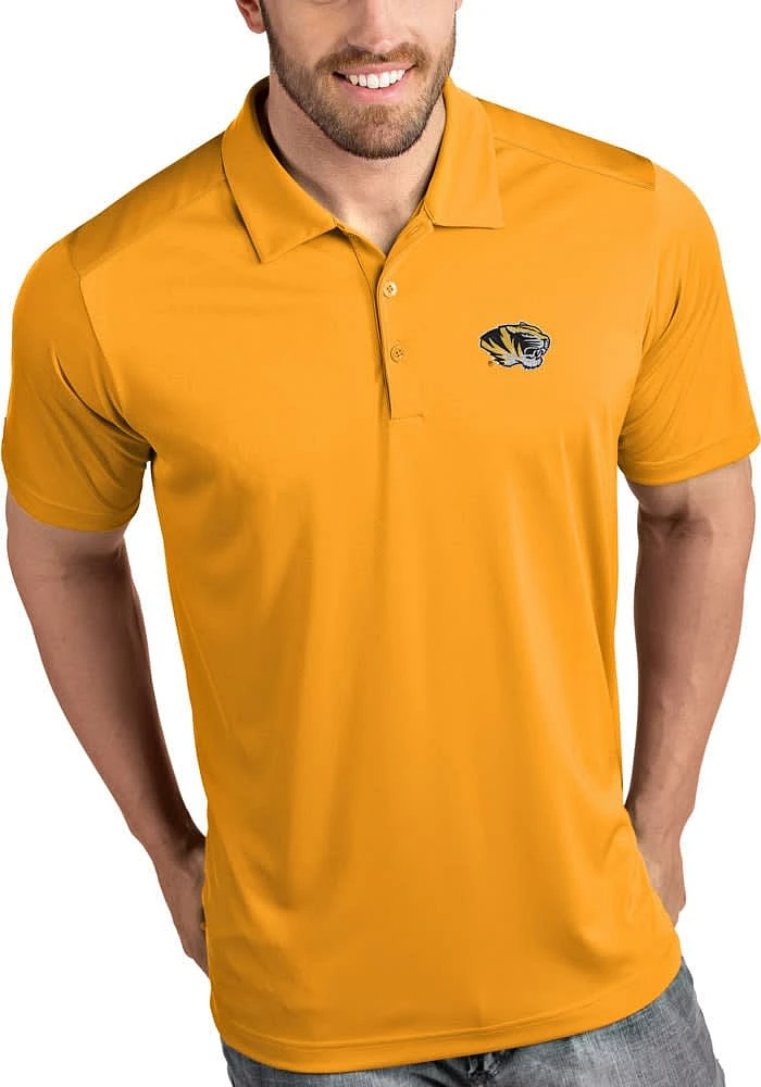 Antigua Missouri Tigers Mens Gold Tribute Short Sleeve Polo