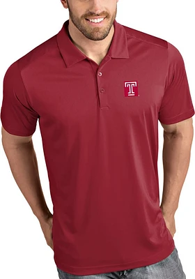 Antigua Temple Owls Mens Cardinal Tribute Short Sleeve Polo