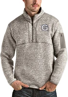 Antigua Georgetown Hoyas Mens Oatmeal Fortune Long Sleeve Qtr Zip Pullover