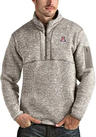 Antigua Arizona Wildcats Mens Oatmeal Fortune Long Sleeve Qtr Zip Pullover