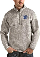 Antigua Memphis Tigers Mens Oatmeal Fortune Long Sleeve Qtr Zip Pullover