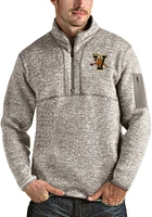 Antigua Vermont Catamounts Mens Oatmeal Fortune Long Sleeve Qtr Zip Pullover