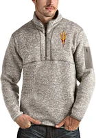 Antigua Arizona State Sun Devils Mens Oatmeal Fortune Long Sleeve Qtr Zip Pullover