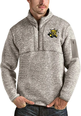 Antigua Wichita State Shockers Mens Oatmeal Fortune Long Sleeve Qtr Zip Pullover