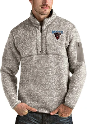 Antigua Maine Black Bears Mens Oatmeal Fortune Long Sleeve Qtr Zip Pullover