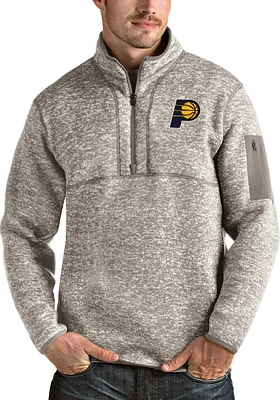 Antigua Indiana Pacers Mens Oatmeal Fortune Long Sleeve Qtr Zip Pullover