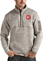 Antigua Atlanta Hawks Mens Oatmeal Fortune Long Sleeve Qtr Zip Pullover