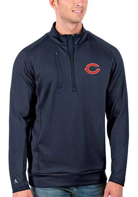 Antigua Chicago Bears Mens Navy Blue Generation Long Sleeve Qtr Zip Pullover
