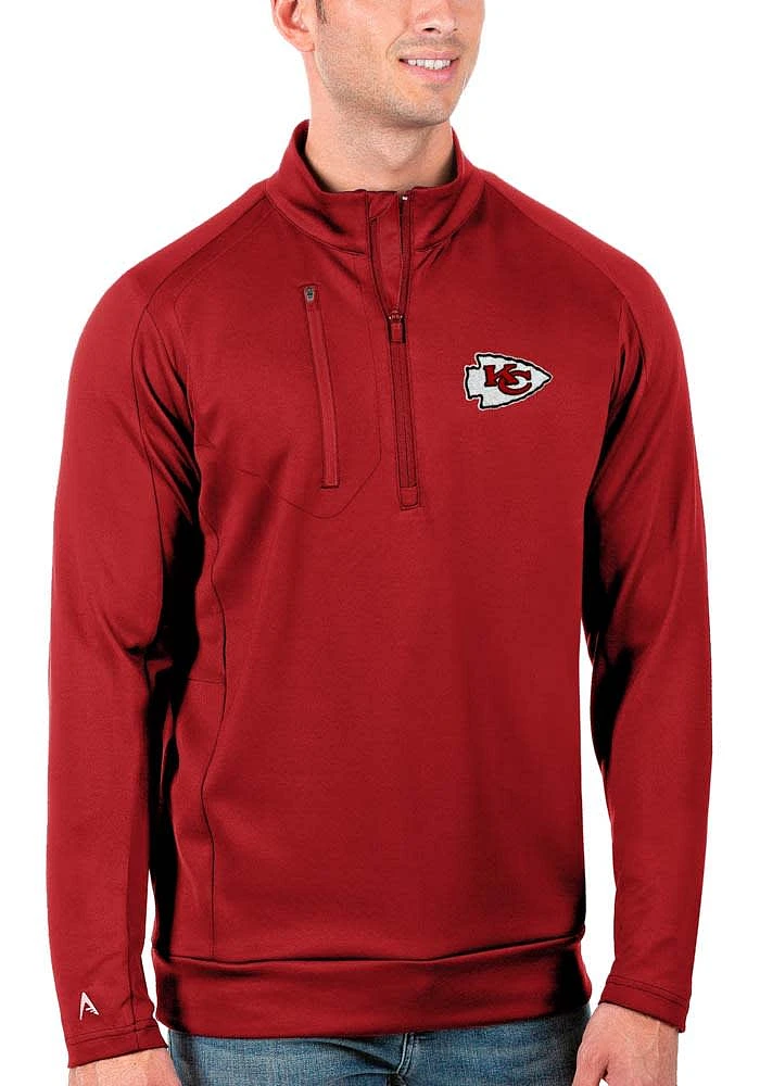 Antigua Kansas City Chiefs Mens Red Generation Style Long Sleeve Qtr Zip Pullover