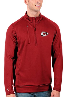 Antigua Kansas City Chiefs Mens Red Generation Style Long Sleeve Qtr Zip Pullover