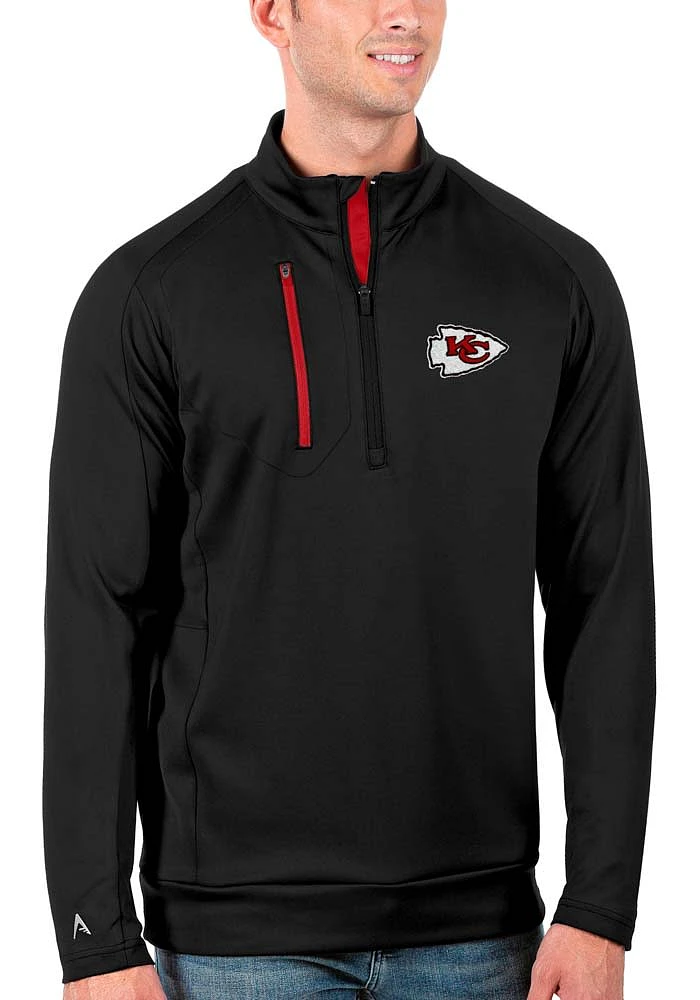 Antigua Kansas City Chiefs Mens Black Generation Edition Long Sleeve Qtr Zip Pullover