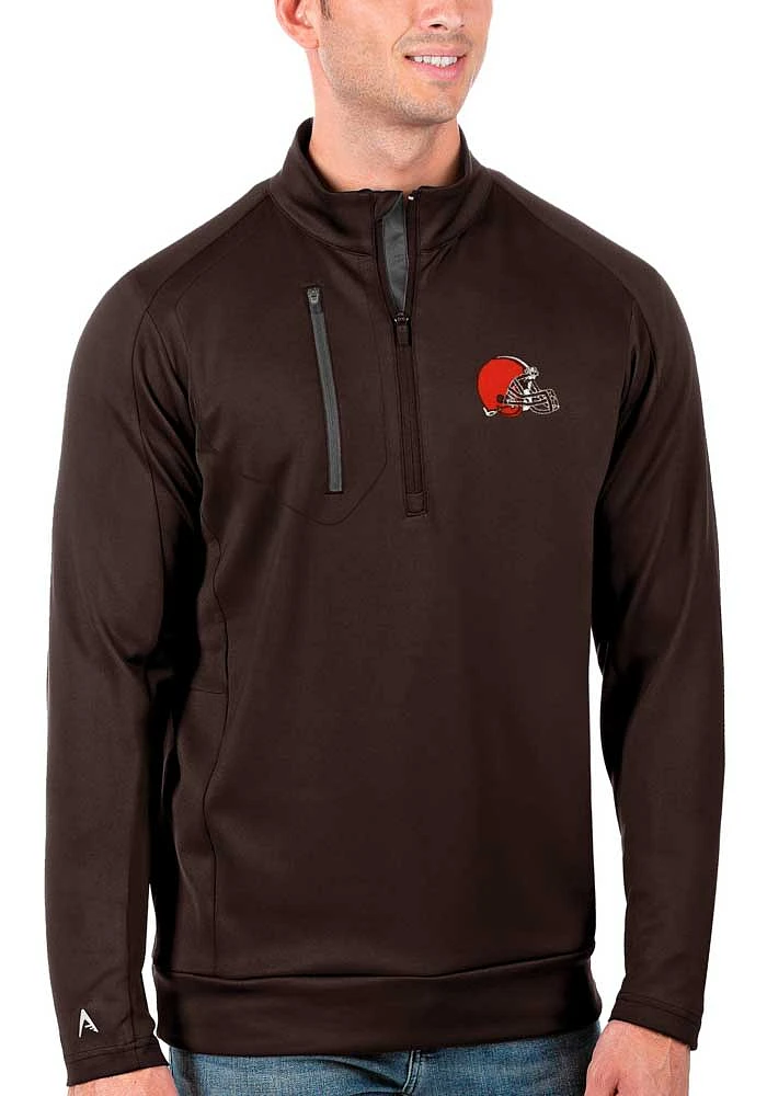 Antigua Cleveland Browns Mens Brown Generation Long Sleeve Qtr Zip Pullover