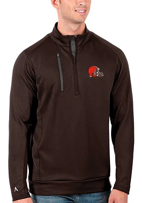 Antigua Cleveland Browns Mens Brown Generation Long Sleeve Qtr Zip Pullover